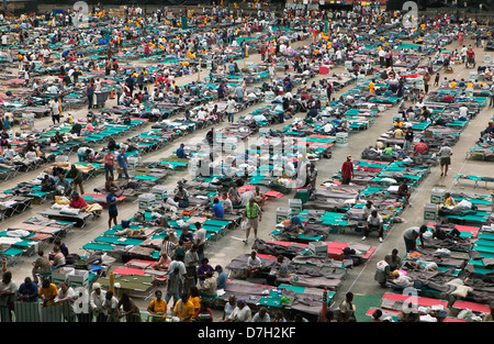 Thousands of Hurricane Katrina survivors from New Orleans are relocated to a Red Cross shelter in the Houston Astrodome September 1, 2005 in Houston, TX. Stock Photo