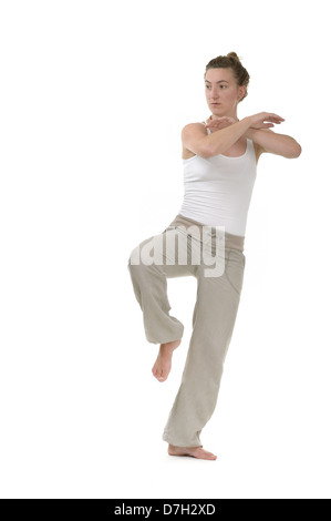 Woman exercising chi gong qigong sports Stock Photo