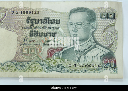 Thailand 20 Twenty Baht Bank Note Stock Photo