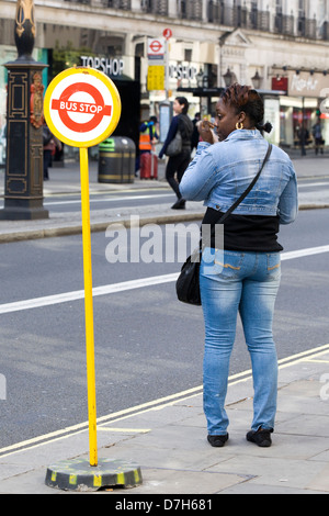 Old Fashioned Bus stop sign Stock Photo