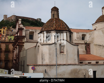 An old church at the entrance to village Bosa on Sardinia island in Italy Stock Photo