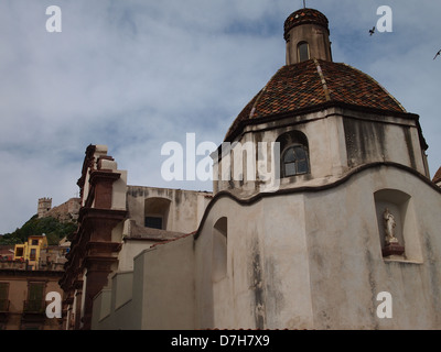 An interesting dome of a church in Bosa on Sardinia island in Italy Stock Photo