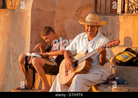 street musician Emerito Escalante Ramos in the old town of Trinidad, Cuba, Caribbean Stock Photo