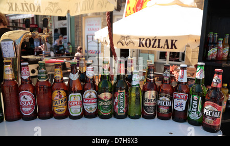 Gdansk, polish beer on sale, Motlawa Promenade, Poland Stock Photo