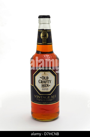 A bottle of Old Crafty Hen, a high strength beer brewed by Morland Brewing of Bury St Edmunds. Stock Photo