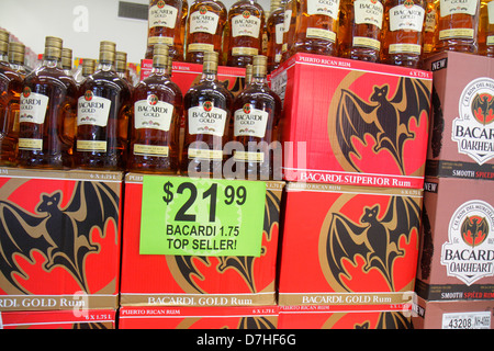 Miami Beach Florida,Walgreens,liquor store,shelf shelves shelving,retail retail products,display case sale,merchandise,packaging,brands,prices,bottles Stock Photo