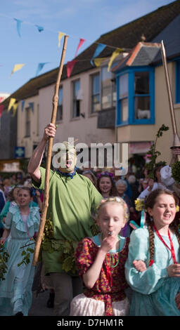 Helston, Cornwall, UK. 8th May 2013. Hal an tow also takes place on Flora Day  The colourful Pageant, known as Hal an Tow, tells the history of Helston with the participating characters singing about the challenge of the Spanish Armada, the English patron saint, St. George and the fight between St Michael and the devil. Credit:  Bob Sharples / Alamy Live News Stock Photo