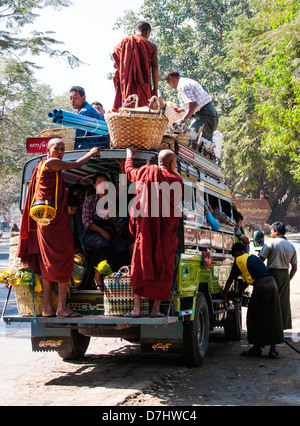 Overcrowded pickup truck – most popular form of transport around the country, Burma (Myanmar) Stock Photo