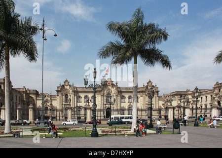 Peru Lima Plaza Mayor Palacio de Gobierno Plaza de Armas Government Palace Stock Photo