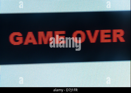Game over words on computer LCD monitor Stock Photo