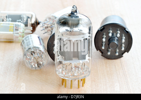 Old vacuum radio tubes Stock Photo