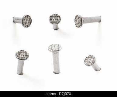 Metal nail heads collection with clipping path Stock Photo