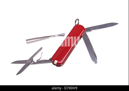 small swiss knife isolated on white background Stock Photo