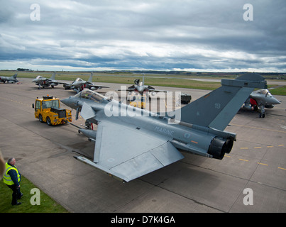 France - Navy Military Single & Two Seat Dassault Rafale M No19 being towed out to the line up.  SCO 9051 Stock Photo