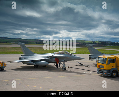 France - Navy Military Single & Two Seat Dassault Rafale M 34 being refulled before its next mission.  SCO 9052 Stock Photo