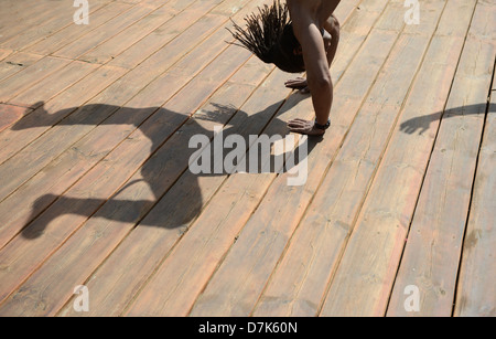 Berlin, Germany, the shadow of a capoeiristas Stock Photo