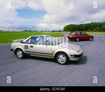 Toyota MR2 Mid-engined sports car 1984 Model year - beige metallic Stock Photo