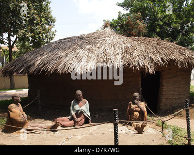 Tribeswomen sitting on a ground in the yard Stock Photo