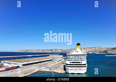 cruise ship, Costa Magica in the harbor of Genova, Italy Stock Photo