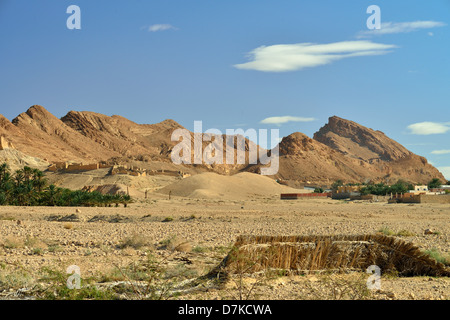 Mountains near the algerian border, where the mountain oases are situated.Oasis Chebika. South of Tunisia. Stock Photo