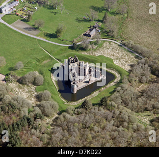 aerial view of Caerlaverock Castle near Dumfries in South West Scotland