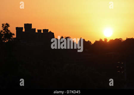 Torre Alfina, Italy, silhouette, Castello Torre Alfina at sunset Stock Photo