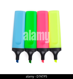 Multicolored highlighters. Isolated on white background Stock Photo