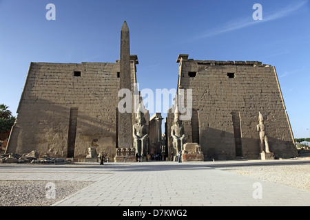 FIRST PYLON & FACADE OF LUXOR TEMPLE LUXOR EGYPT 15 January 2013 Stock Photo