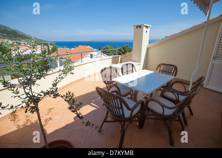 Terrace exterior of apartment in mediterranean environment Stock Photo