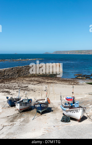 Fishing boats on the slipway at Sennen Cove, near lands End, Cornwall Stock Photo