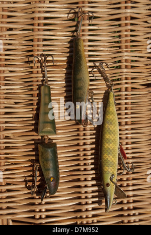 Wooden vintage colorful fishing lures Stock Photo - Alamy