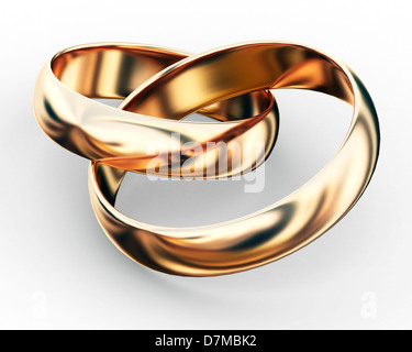 Entwined wedding rings, artwork Stock Photo