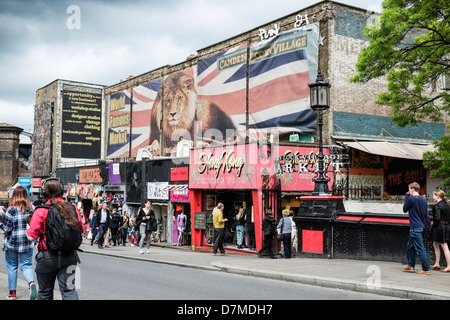 Shops on Camden High Street in London. Stock Photo