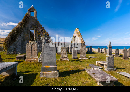 Ruins of 17th century Balnakeil Church, Durness, Highland, Scotland, UK, Europe. Stock Photo