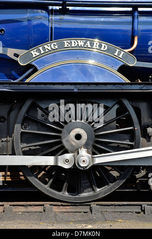 GWR King class engine No. 6023 King Edward II at its home depot, Didcot Railway Centre.