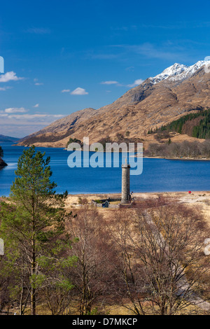 The Glenfinnan Monument situated at the head of Loch Shiel, Highland, Glenfinnan, Scotland, UK, Europe. Stock Photo