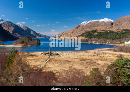 The Glenfinnan Monument situated at the head of Loch Shiel, Highland, Glenfinnan, Scotland, UK, Europe. Stock Photo