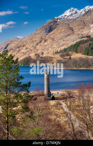 The Glenfinnan Monument situated at the head of Loch Shiel, Highland, Glenfinnan, Scotland, UK, Europe. Stock Photo