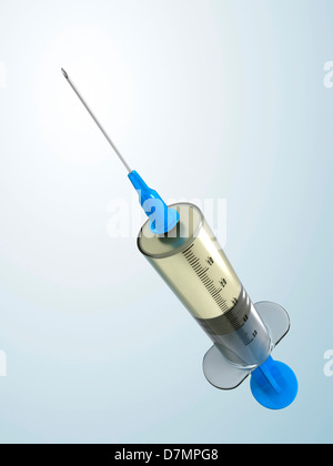 Drug-filled syringe, artwork Stock Photo