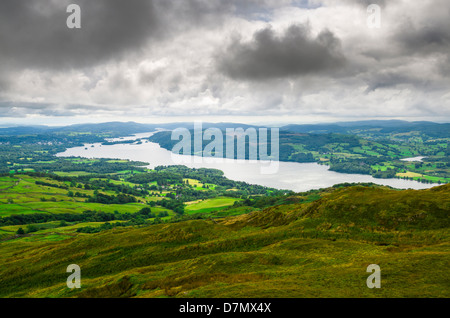 Windermere from Wansfell Pike in the Lake District, Cumbria, England. Stock Photo