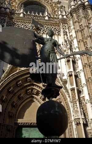 Sulpture on  the facade of Seville's Cathedral, Spain. Stock Photo