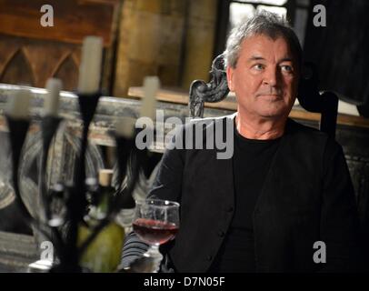 Singer Ian Gillan sits during filming for the video for the song 'Vincent Price' in the newly opened theater for horror shows, the Berlin Dungeon, in Berlin, Germany, 27 April 2013. Photo: BRITTA PEDERSEN Stock Photo