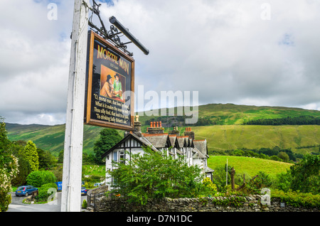 The Mortal Man Inn at Troutbeck in the Lake District, near Windermere, Cumbria, England. Stock Photo