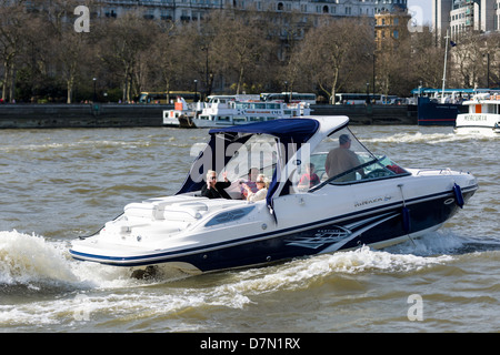 Speed Boat on the River Thames Stock Photo