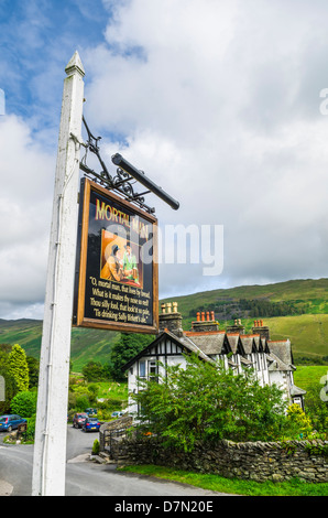 The Mortal Man Inn at Troutbeck in the Lake District, near Windermere, Cumbria, England. Stock Photo