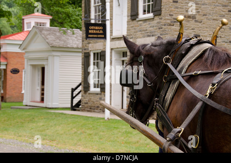 New York, Cooperstown, Farmers' Museum. Main Street. Educational, tourism, or editorial use only. Stock Photo