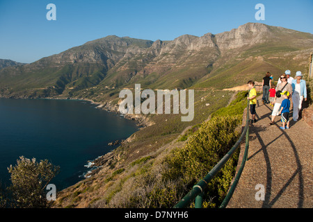 Tourists at a  viewpoint on Chapman's Peak drive, Cape Town, South Africa Stock Photo
