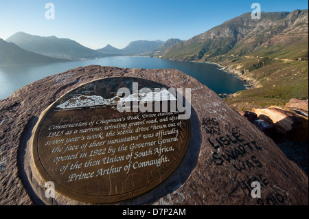 Information plaque at a viewpoint on Chapman's Peak drive, Cape Town, South Africa Stock Photo
