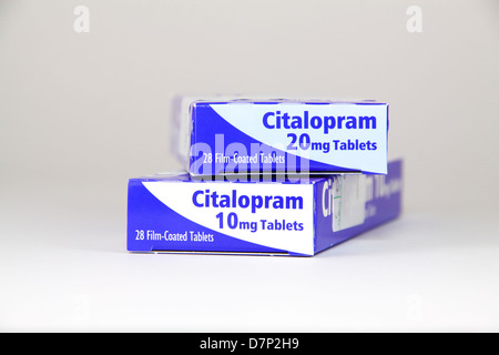 A box of Citalopram 20 mg tablets to treat depression and stress Stock ...