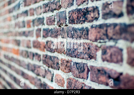 brick wall background with shallow depth of field and nice horizontal perspective Stock Photo